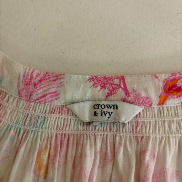 Crown & Ivy Blouse Women's L/XL V-Neck 3/4 Sleeve Palm Tree Preppy Shirt Top - Picture 6 of 8